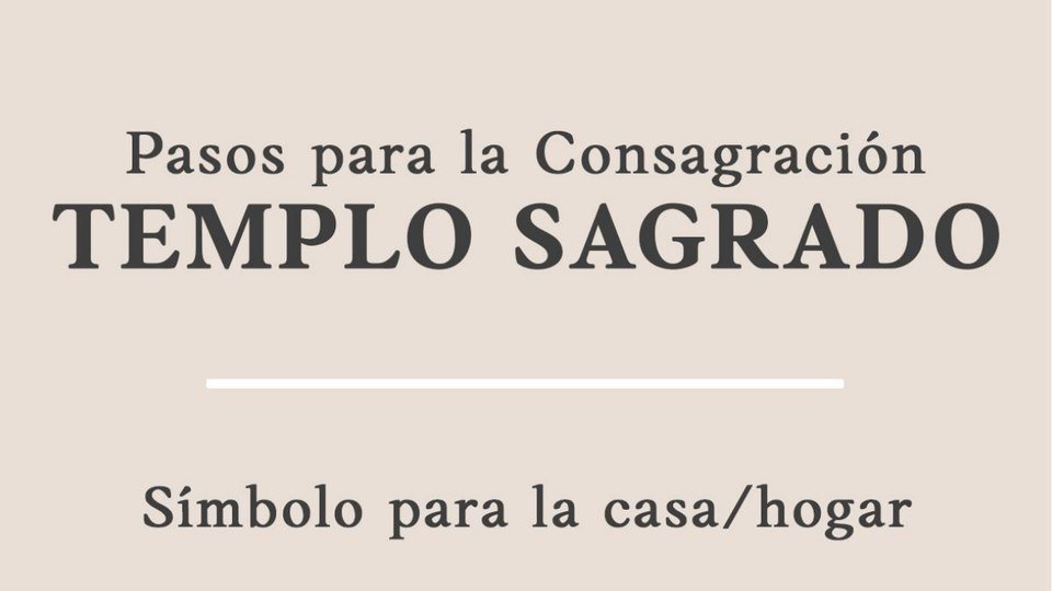 Carátula de la Consagración del Templo Sagrado