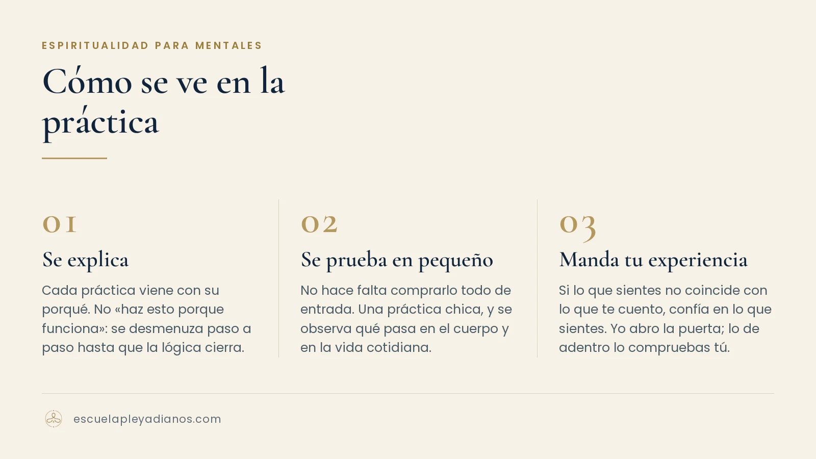 Los tres pasos: se explica, se prueba en peque&ntilde;o, manda tu propia experiencia